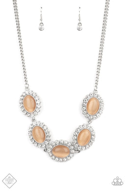 A Diva-ttitude Adjustment Orange Rhinestone Cat's Eye Necklace Paparazzi Accessories