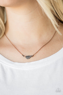 In-Flight Fashion Copper Feather Necklace Paparazzi Accessories