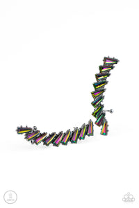 Ear Crawler,gunmetal,multi,oil spill,I Think ICE Can Multi Oil Spill Rhinestone Ear Crawler Earring