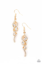 Load image into Gallery viewer, Highly Flammable Gold Rhinestone Earring Paparazzi Accessories