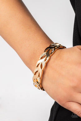 Editor-in-LEAF Gold Hinged Bracelet Paparazzi Accessories