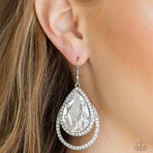 Load image into Gallery viewer, Famous White Rhinestone Earring Paparazzi Accessories