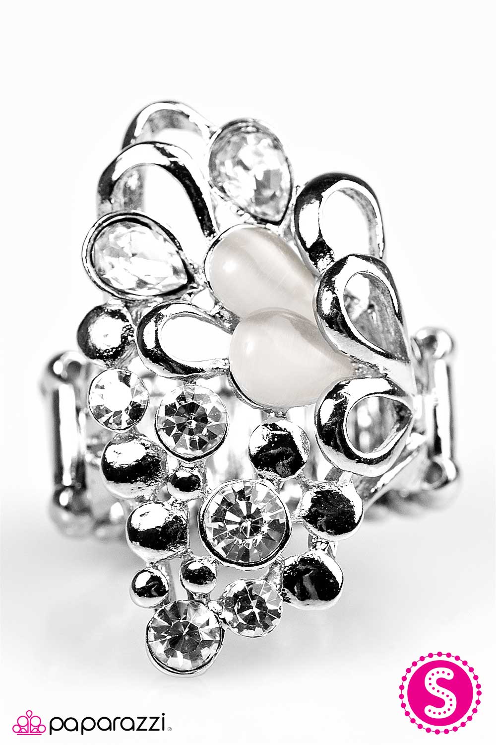 Sparkle Splash White Moonstone Ring Paparazzi Accessories