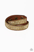 Load image into Gallery viewer, Rock Band Refinement Brass Leather Double Wrap Bracelet Paparazzi Accessories