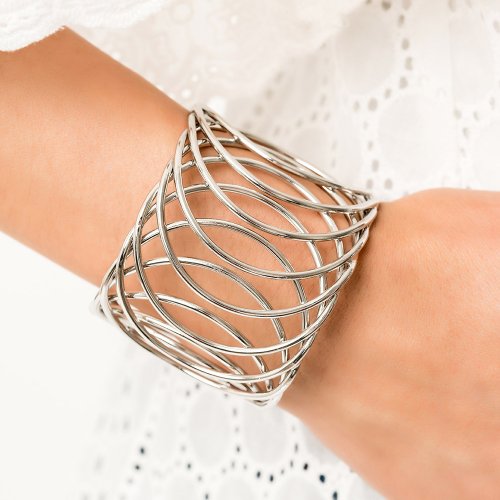 Dizzying Diva Silver Cuff Bracelet Paparazzi Accessories