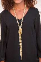 Load image into Gallery viewer, Scarfed for Attention Gold Necklace Paparazzi Accessories