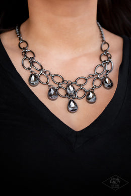 Show Stopping Shimmer Black Gunmetal Necklace Paparazzi Accessories