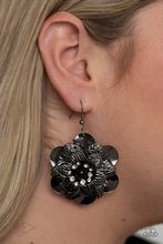 Load image into Gallery viewer, Midnight Garden Black Gunmetal Floral Earrings Paparazzi Accessories