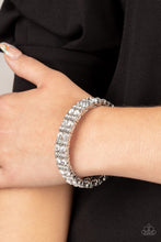 Load image into Gallery viewer, Mic Dropping Drama - White Rhinestone Stretchy Bracelet Paparazzi Accessories