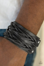 Load image into Gallery viewer, No Mercy Black Leather Urban Bracelet Paparazzi Accessories