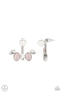 jacket,moonstone,pink,post,rhinestones,Modern Day Sophistication Pink Jacket Earring