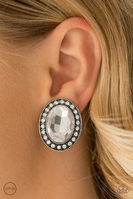 Titanic Treasure White Clip-On Earring Paparazzi Accessories