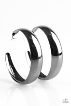Load image into Gallery viewer, Gypsy Goals Black Gunmetal Hoop Earrings Paparazzi Accessories