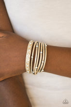 Load image into Gallery viewer, Catwalk It Off Gold Leather Bracelet Paparazzi Accessories
