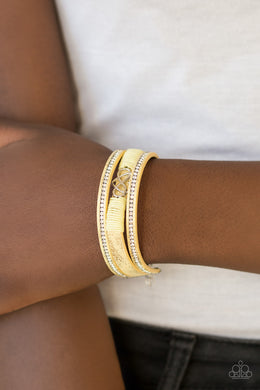 Hustlin Heart Yellow Leather Bracelet Paparazzi Accessories