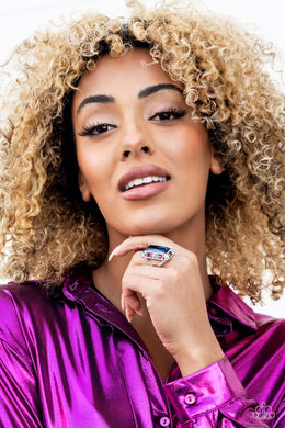 Radiant Rhinestones Blue Rhinestone Ring Paparazzi Accessories