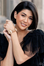 Load image into Gallery viewer, Gilded Gallery Gold Rhinestone Stretchy Bracelet Paparazzi Accessories