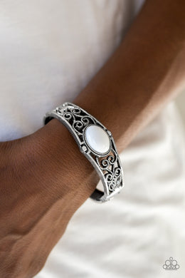 Joyful Journeys White Hinge Bracelet Paparazzi Accessories