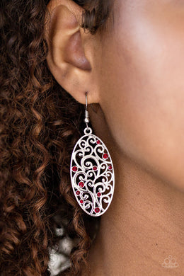 Glistening Gardens Red Earring Paparazzi Accessories