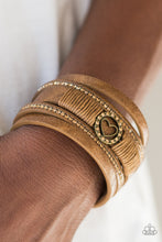 Load image into Gallery viewer, It Takes Heart Brass Leather Bracelet Paparazzi Accessories