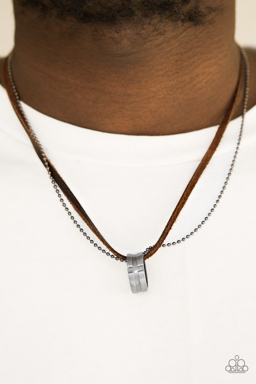 Ring Bearer Brown Leather Urban Necklace Paparazzi Accessories