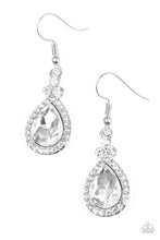 Load image into Gallery viewer, Self-Made Millionaire White Rhinestone Earring Paparazzi Accessories