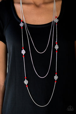 Hibiscus Hideaway Red Necklace Paparazzi Accessories