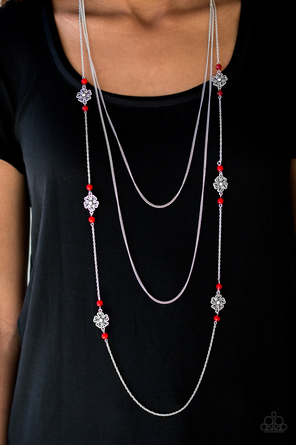 Hibiscus Hideaway Red Necklace Paparazzi Accessories