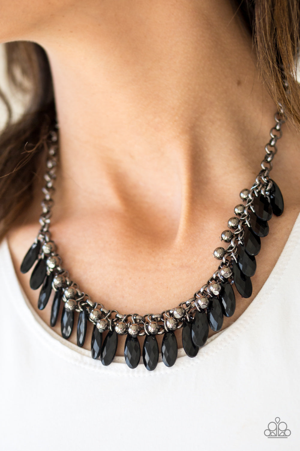 Jersey Shore Black Gunmetal Necklace Paparazzi Accessories