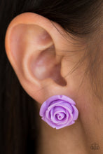 Load image into Gallery viewer, Rose Roulette Purple Earring Paparazzi Accessories