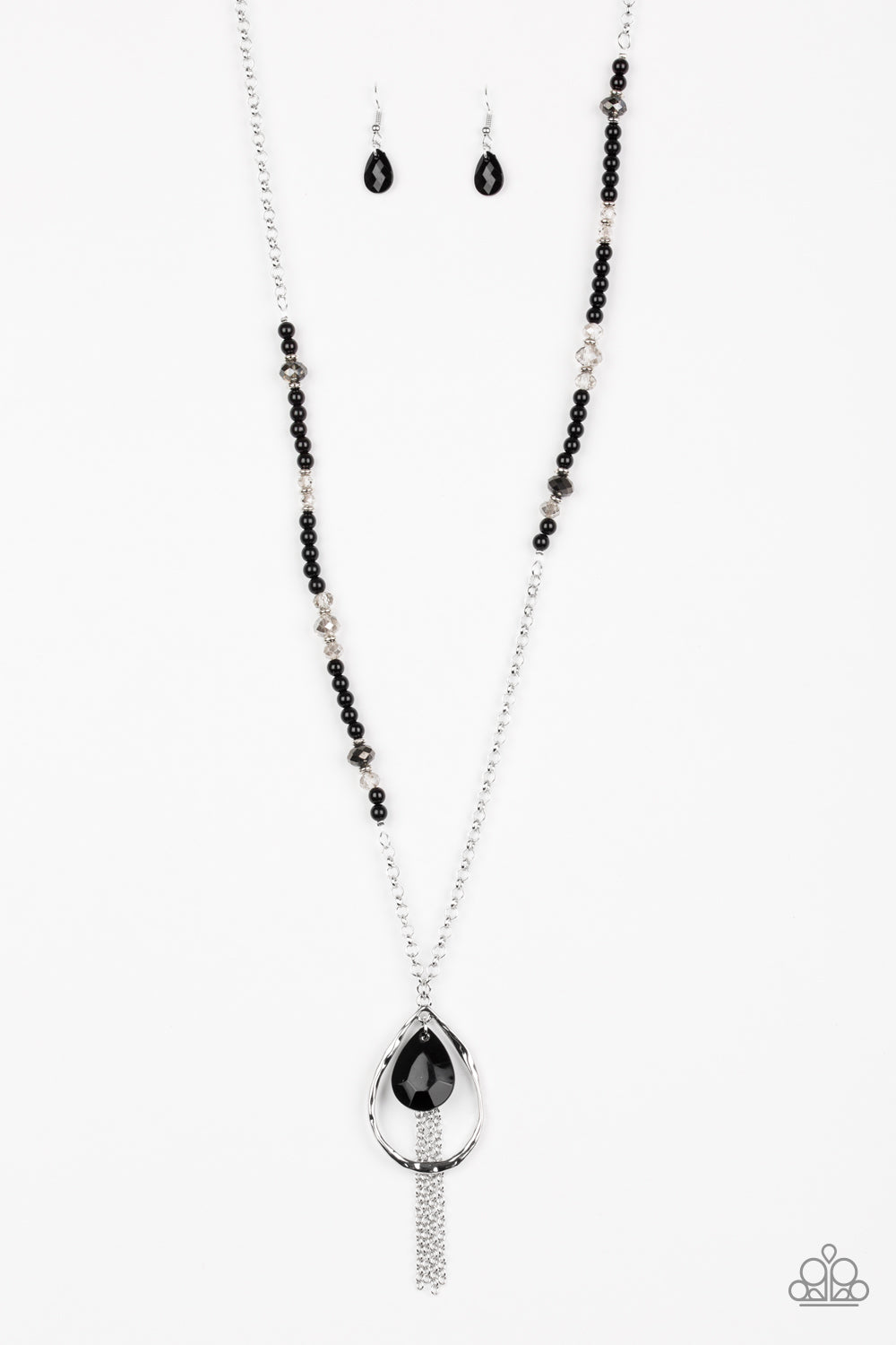 Teardroppin Tassels Black Necklace Paparazzi Accessories