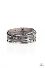 Load image into Gallery viewer, Tough Girl Glam Silver Leather Wrap Bracelet Paparazzi Accessories