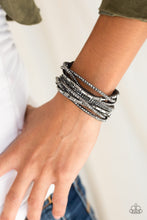 Load image into Gallery viewer, Tough Girl Glam Silver Leather Wrap Bracelet Paparazzi Accessories