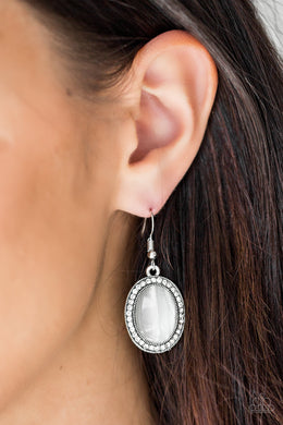 Just Glows to Show White Moonstone Earring Paparazzi Accessories