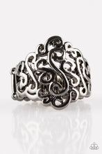 Load image into Gallery viewer, Dizzy Demure Black Gunmetal Ring Paparazzi Accessories