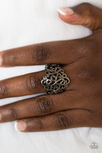 Load image into Gallery viewer, Dizzy Demure Black Gunmetal Ring Paparazzi Accessories