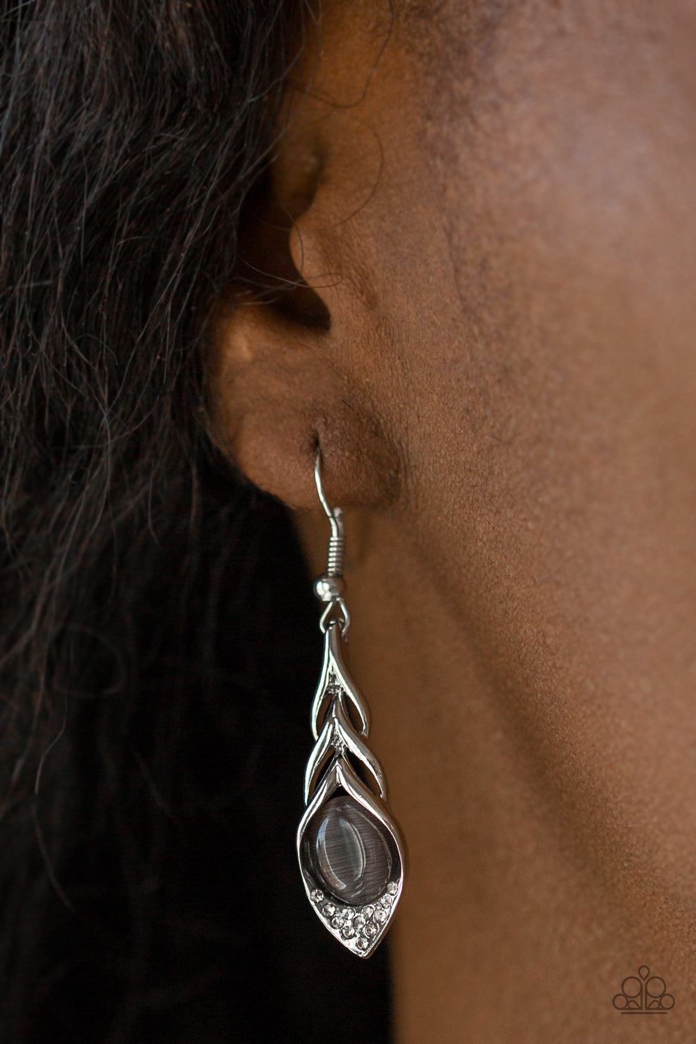 Soaring Shimmer Silver Moonstone Earring Paparazzi Accessories