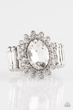 Load image into Gallery viewer, Castle Chic White Rhinestone Ring Paparazzi Accessories