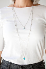 Load image into Gallery viewer, City Blockbuster Blue Rhinestone Necklace Paparazzi Accessories