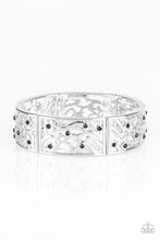 Load image into Gallery viewer, Yours and VINE - Black Floral Rhinestone Stretchy Bracelet Paparazzi Accessories