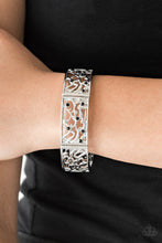 Load image into Gallery viewer, Yours and VINE - Black Floral Rhinestone Stretchy Bracelet Paparazzi Accessories
