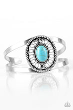 Load image into Gallery viewer, Deep In The Tumbleweeds Blue Stone Cuff Bracelet Paparazzi Accessories