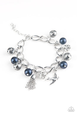 Lady Love Dove - Blue Pearl Charm Bracelet Paparazzi Accessories