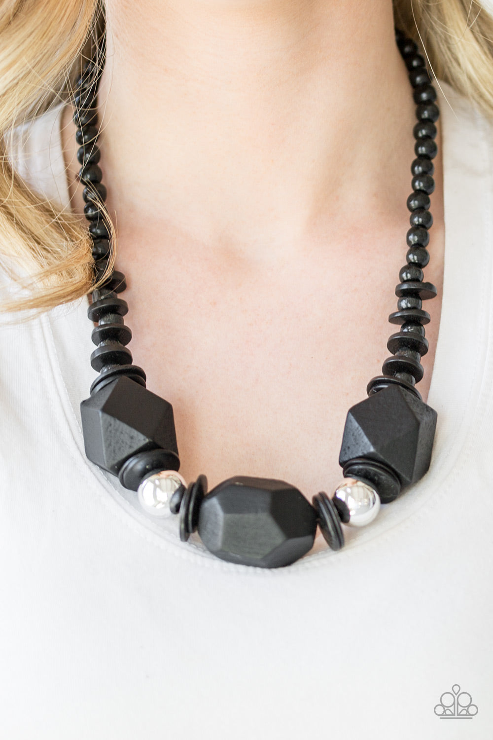 Costa Maya Majesty Black Wooden Necklace Paparazzi Accessories