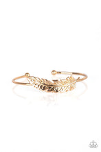 Load image into Gallery viewer, How Do You Like This Feather? Gold Cuff Bracelet Paparazzi Accessories