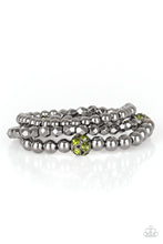 Load image into Gallery viewer, Noticeably Noir - Green Rhinestone Stretchy Bracelet Paparazzi Accessories