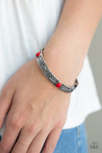 Load image into Gallery viewer, Wild West Story Red Silver Bangle Bracelet Paparazzi Accessories