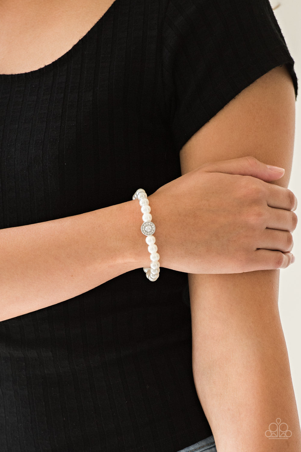 Follow My Lead White Pearl Bracelet Paparazzi Accessories