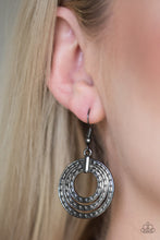 Load image into Gallery viewer, Open Plains Black Gunmetal Earring Paparazzi Accessories