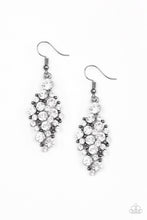 Load image into Gallery viewer, Cosmically Chic Black Gunmetal Rhinestone Earrings Paparazzi Accessories